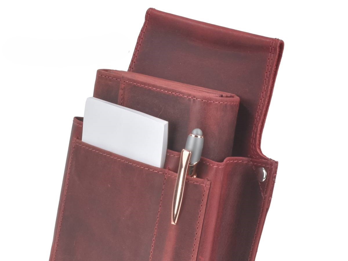 Bild von Kellnerbörsen Set Holster und Portemonnaie jetzt in Aktion Rustikal Red