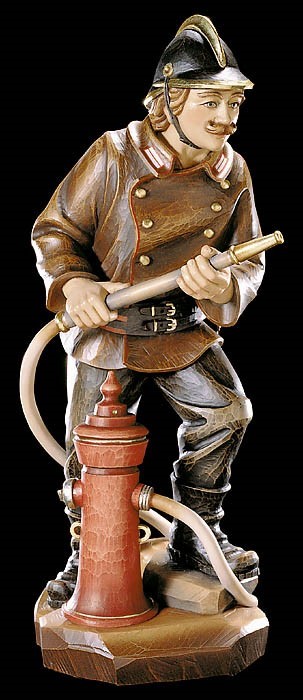 Bild von Feuerwehrmann Holzgeschnitzt handbemalt 60cm