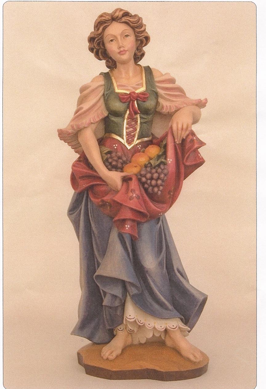 Bild von Obstträgerin Winzerin Holzgeschnitzt handbemalt 30cm